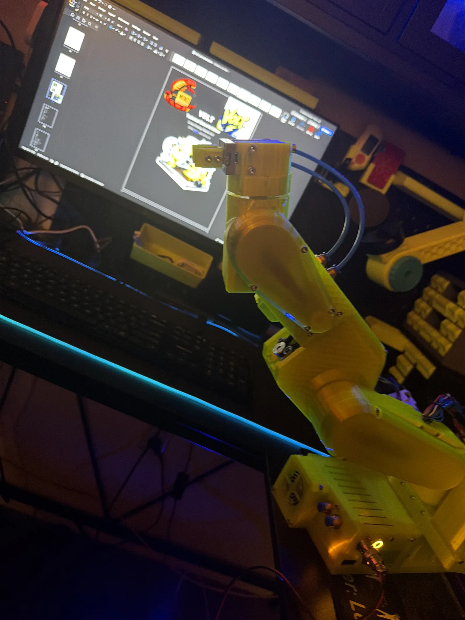 Robot control software on screen with VOLT in the foreground
